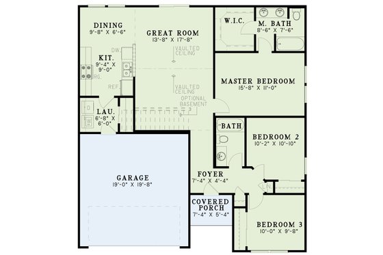 Floor Plan - Main Floor for Traditional House Plan #17-433 - 3 bed, 2 bath
