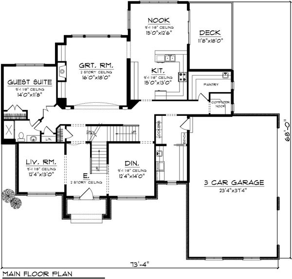 House Design - European Floor Plan - Main Floor Plan #70-1090