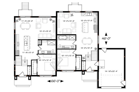 Floor Plan - Main Floor for Modern House Plan #23-2640 - 6 bed, 4 bath
