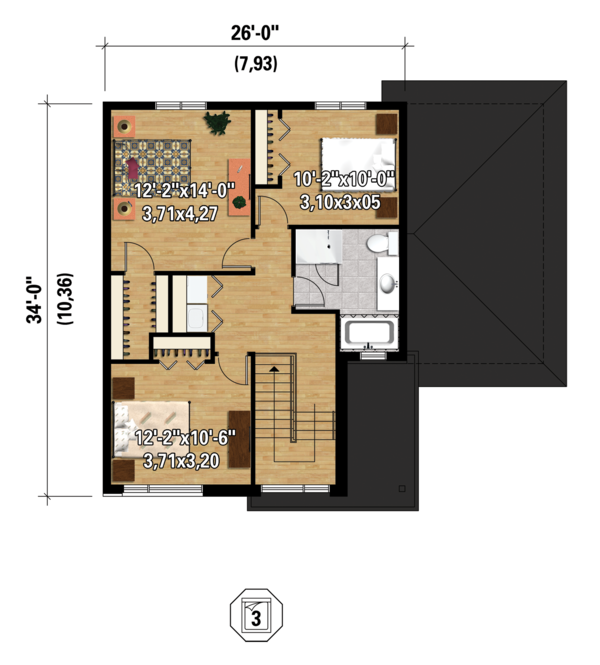 Contemporary Floor Plan - Upper Floor Plan #25-4401