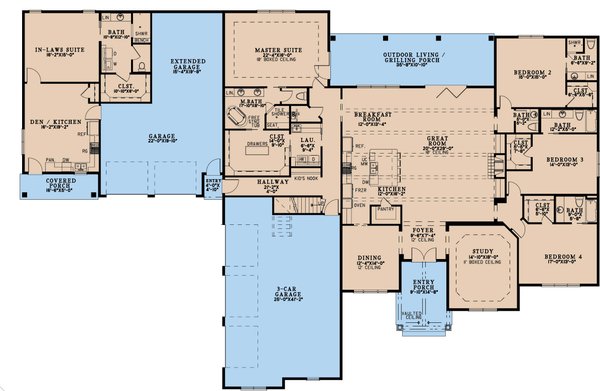 House Blueprint - European Floor Plan - Main Floor Plan #923-439