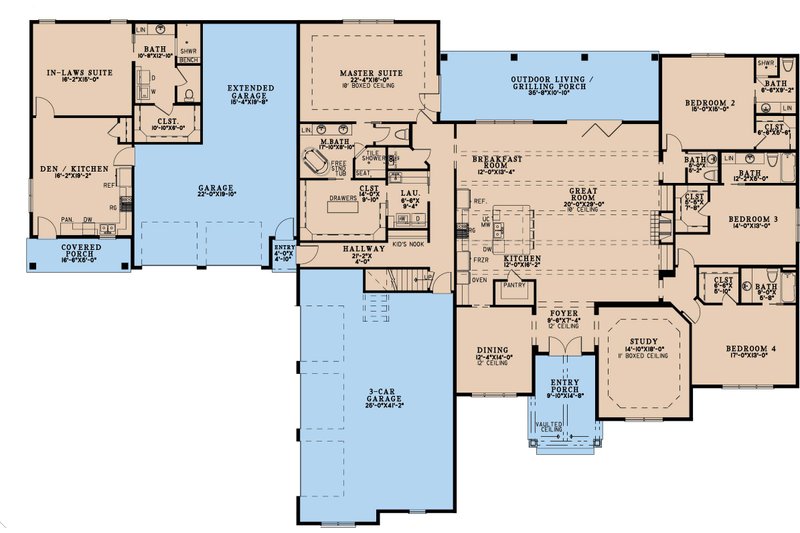 Architectural House Design - Floor Plan - Main Floor for European House Plan #923-439 - 6 bed, 6.5 bath