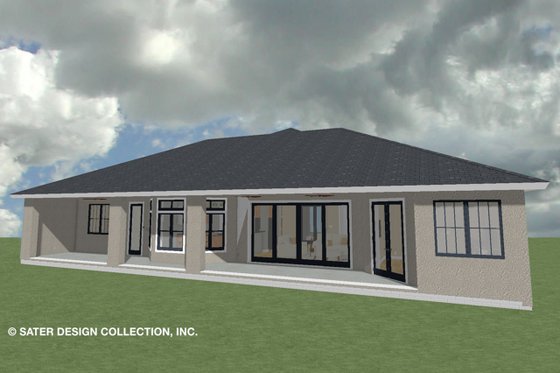 Exterior - Rear Elevation 2 for Ranch House Plan #930-487 - 3 bed, 3.5 bath