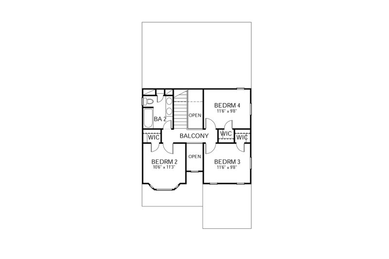 Architectural House Design - Floor Plan - Upper Floor for Traditional House Plan #80-107 - 4 bed, 2 bath