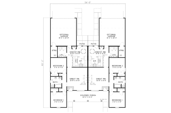 Floor Plan - Main Floor for Traditional House Plan #17-1062 - 2 bed, 1 bath
