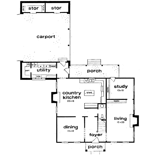 Home Plan - Colonial Floor Plan - Main Floor Plan #36-423