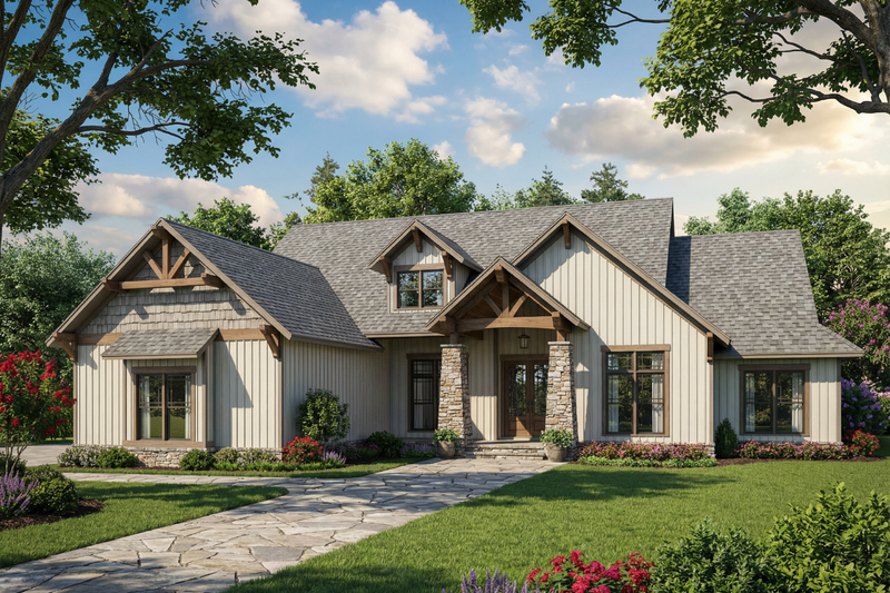 Dream House Plan - Craftsman Exterior - Front Elevation Plan #17-3316