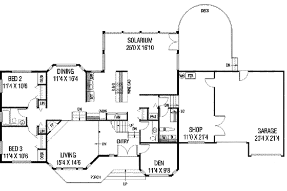 Floor Plan - Main Floor for Traditional House Plan #60-131 - 3 bed, 2.5 bath