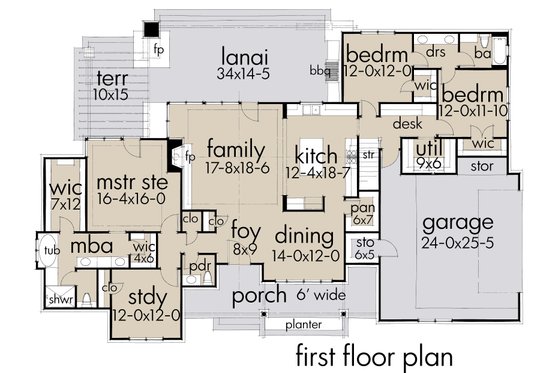 Floor Plan - Main Floor for Farmhouse House Plan #120-253 - 3 bed, 2.5 bath