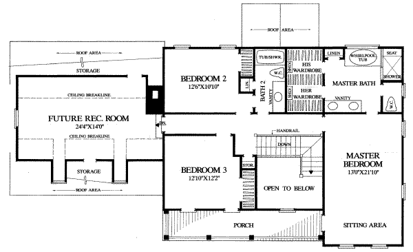 Southern Floor Plan - Upper Floor Plan #137-203