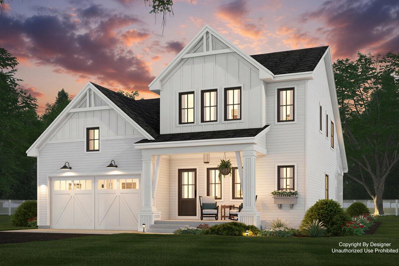 House Blueprint - Farmhouse Exterior - Front Elevation Plan #51-1495