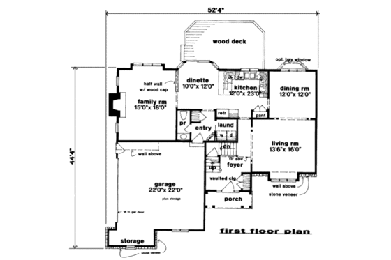 Floor Plan - Main Floor for European House Plan #328-133 - 4 bed, 2.5 bath