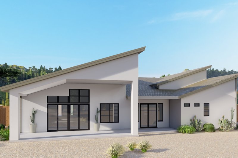 House Blueprint - Exterior - Rear Elevation for Adobe / Southwestern House Plan #53-716 - 3 bed, 3.5 bath