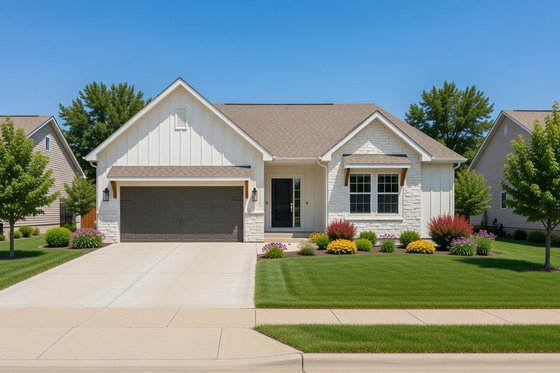 Exterior - Front Elevation for Farmhouse House Plan #20-2462 - 3 bed, 2.5 bath