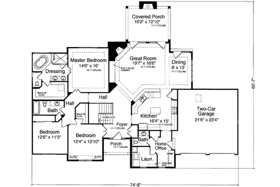 Floor Plan - Main Floor for Traditional House Plan #46-140 - 3 bed, 2.5 bath