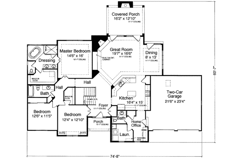Home Plan - Floor Plan - Main Floor for Traditional House Plan #46-140 - 3 bed, 2.5 bath