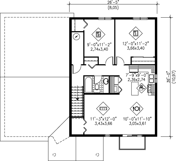 European Floor Plan - Upper Floor Plan #25-344