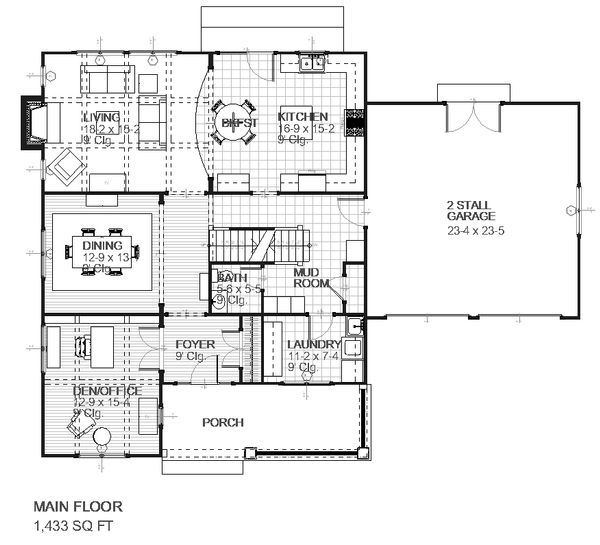 Traditional Floor Plan - Main Floor Plan #901-2