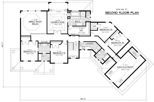 Home Plan - Craftsman style house plan, upper level floor plan