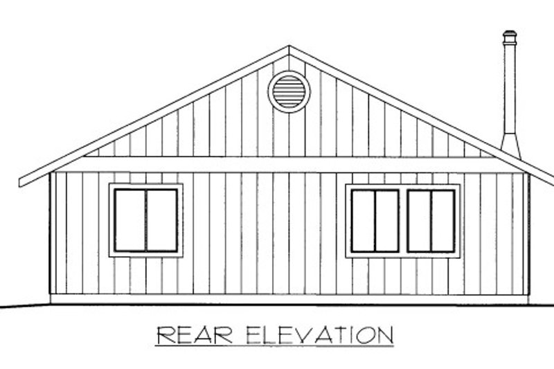 Home Plan - Exterior - Rear Elevation for Cabin House Plan #117-790 - 2 bed, 1 bath