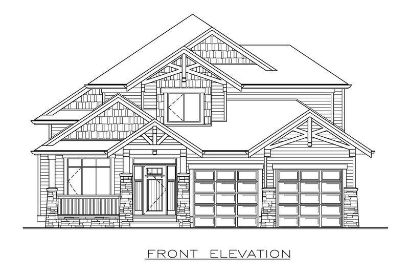 House Blueprint - Exterior - Front Elevation 3 for Craftsman House Plan #1100-161 - 3 bed, 2.5 bath