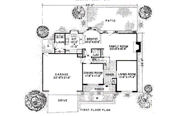 Floor Plan - Main Floor for Traditional House Plan #312-772 - 3 bed, 2.5 bath