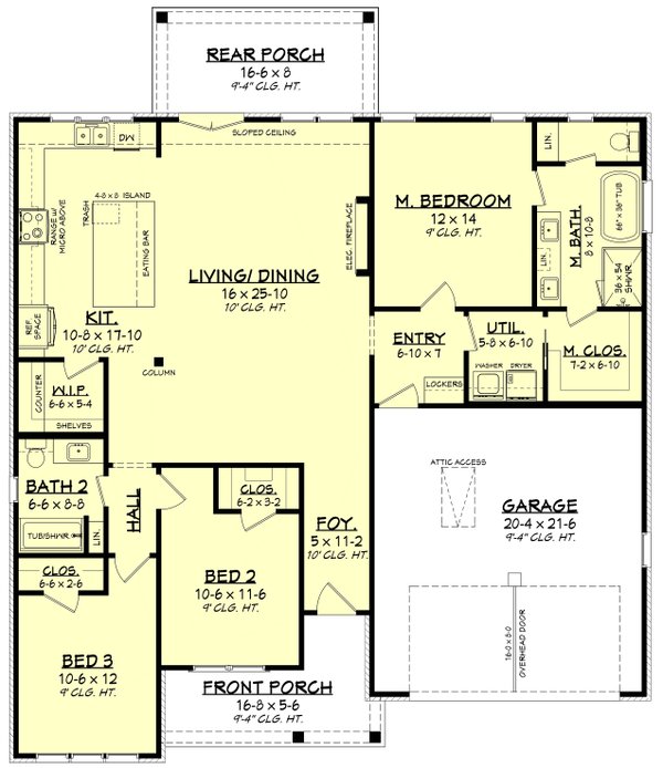 Dream House Plan - Floor Plan - Main Floor for Farmhouse House Plan #430-441 - 3 bed, 2 bath