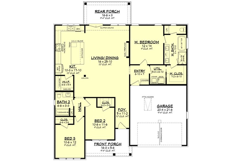 Dream House Plan - Floor Plan - Main Floor for Farmhouse House Plan #430-441 - 3 bed, 2 bath