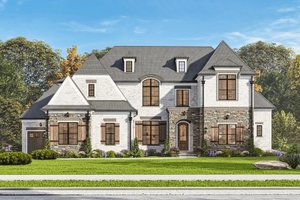 Exterior - Front Elevation for European House Plan #54-718 - 5 bed, 5.5 bath