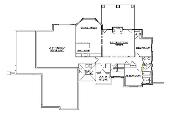 Floor Plan - Lower Floor for European House Plan #5-276 - 5 bed, 3.5 bath