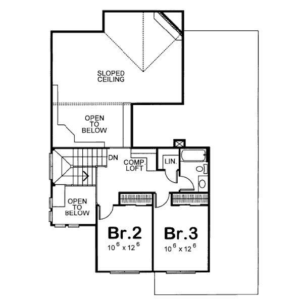 Architectural House Design - Bungalow Floor Plan - Upper Floor Plan #20-1230