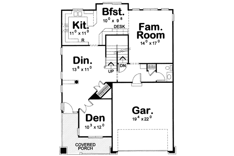 Home Plan - Floor Plan - Main Floor for Bungalow House Plan #20-1742 - 3 bed, 3 bath