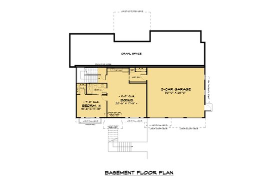 Floor Plan - Lower Floor for Contemporary House Plan #1066-161 - 4 bed, 4.5 bath