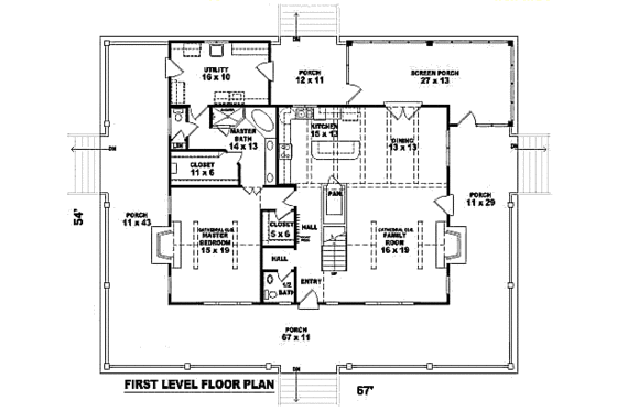 Floor Plan - Main Floor for Country House Plan #81-13732 - 3 bed, 2.5 bath