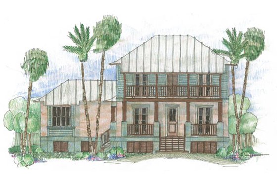 Exterior - Front Elevation for Beach House Plan #426-21 - 4 bed, 3 bath