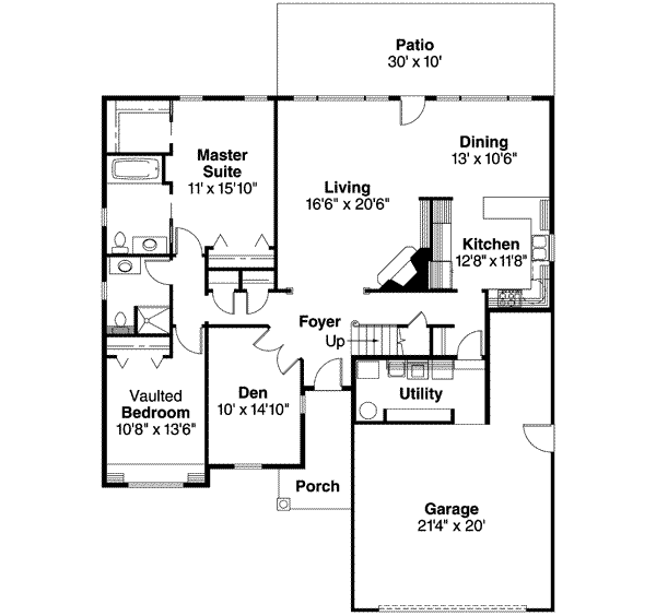 Dream House Plan - Ranch Floor Plan - Main Floor Plan #124-526