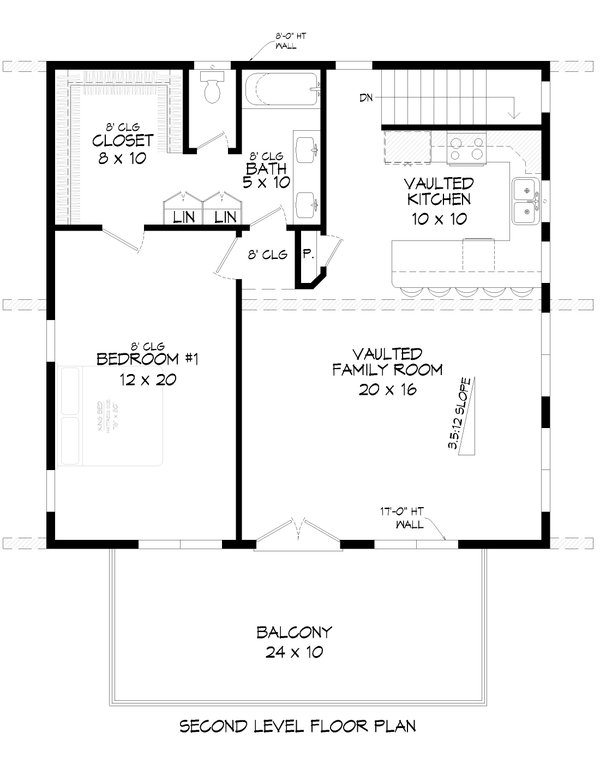 House Blueprint - Floor Plan - Upper Floor for Country House Plan #932-1413 - 2 bed, 2 bath