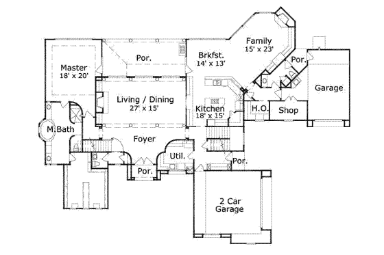 Floor Plan - Main Floor for Mediterranean House Plan #411-102 - 5 bed, 5.5 bath