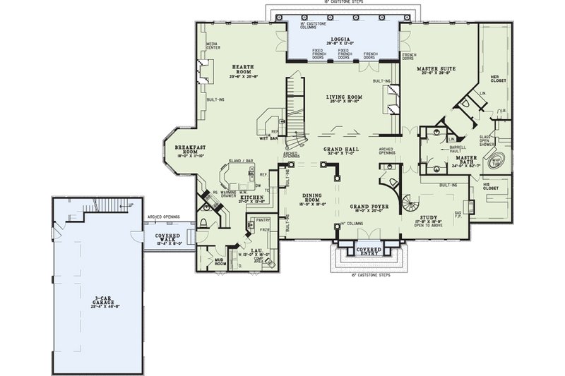 Home Plan - Floor Plan - Main Floor for European House Plan #17-2278 - 4 bed, 5 bath