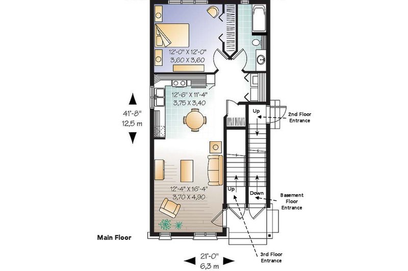 Dream House Plan - Floor Plan - Main Floor for European House Plan #23-2152 - 1 bed, 1 bath