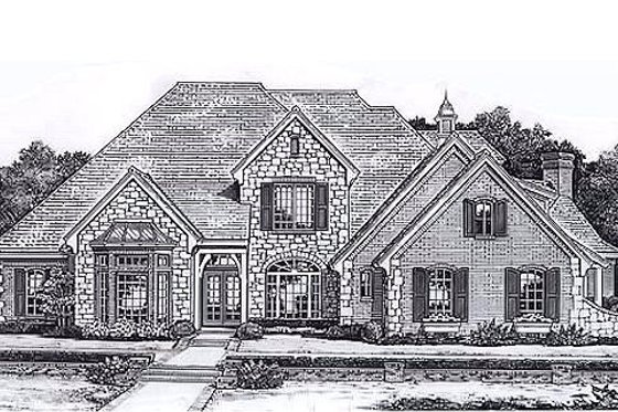 Exterior - Front Elevation for European House Plan #310-951 - 4 bed, 5 bath