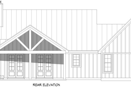 Exterior - Rear Elevation 1 for Farmhouse House Plan #932-1125 - 3 bed, 2.5 bath