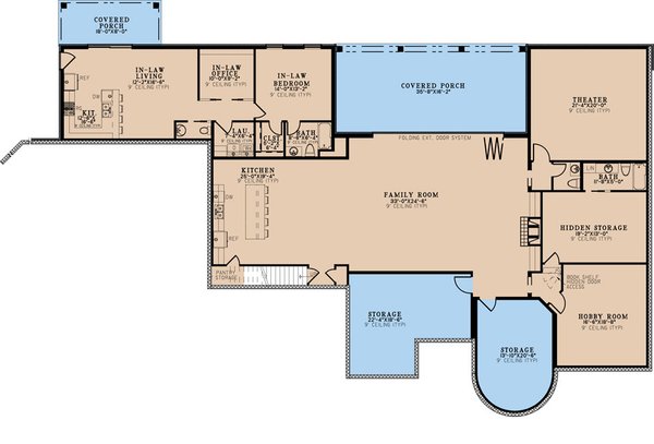 House Blueprint - European Floor Plan - Lower Floor Plan #923-298
