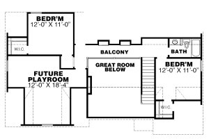 Floor Plan - Upper Floor 1 for European House Plan #34-239 - 3 bed, 2.5 bath