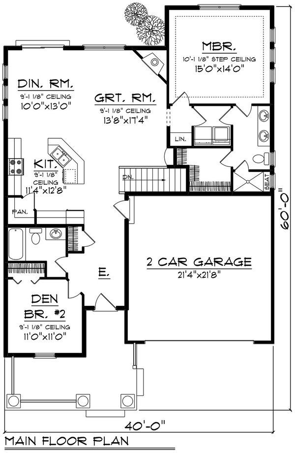 Architectural House Design - Ranch Floor Plan - Main Floor Plan #70-1515