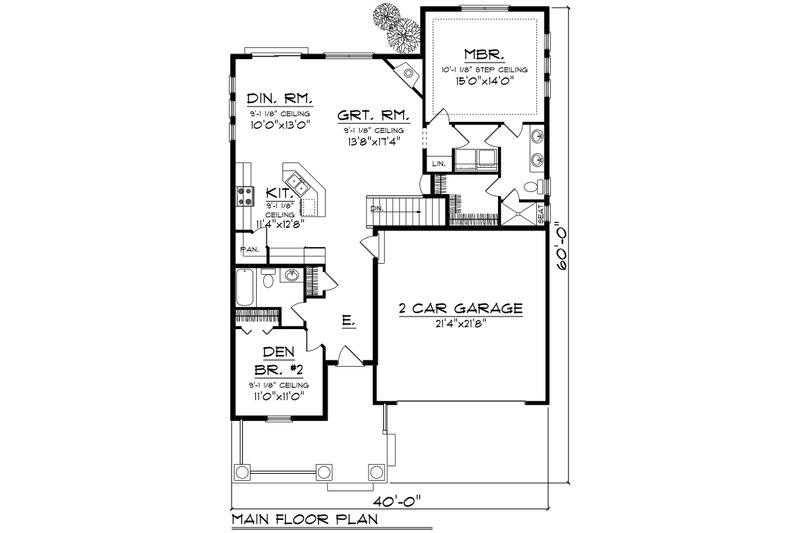 Architectural House Design - Floor Plan - Main Floor for Ranch House Plan #70-1515 - 2 bed, 2 bath
