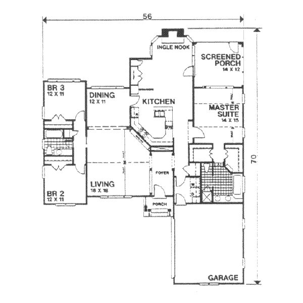 Architectural House Design - Ranch Floor Plan - Main Floor Plan #30-167