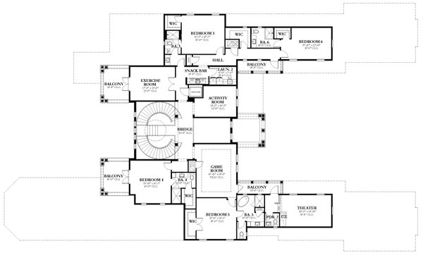 Architectural House Design - Mediterranean Floor Plan - Upper Floor Plan #1058-223