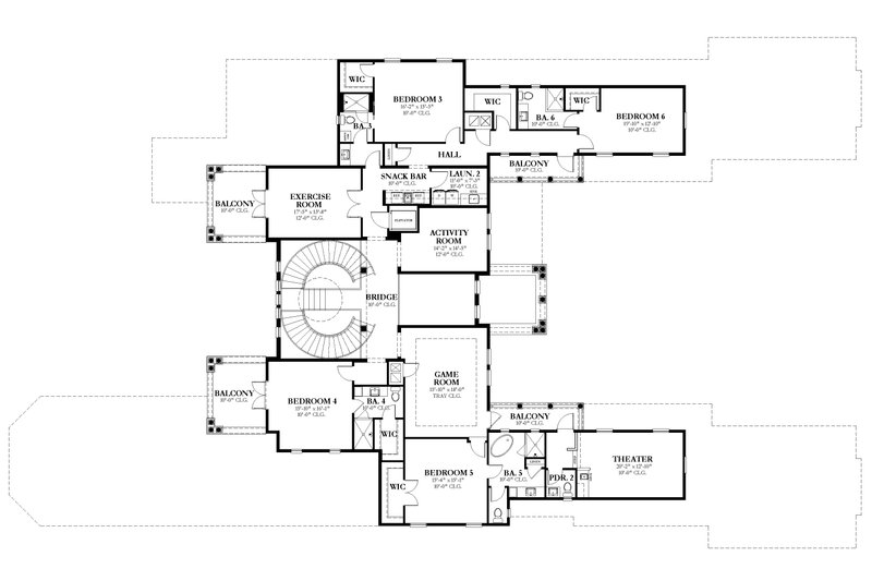 House Plan Design - Floor Plan - Upper Floor for Mediterranean House Plan #1058-223 - 6 bed, 6.5 bath