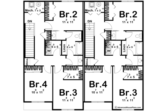 Floor Plan - Upper Floor for Farmhouse House Plan #455-707 - 4 bed, 2.5 bath